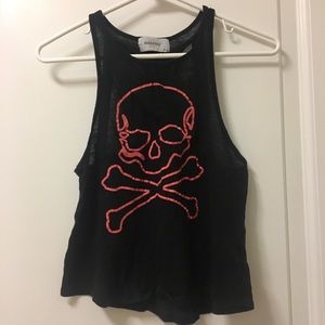 Soulcycle racerback tank top with skull